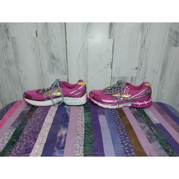 Brooks Shoes Adrenaline GTS 14 Pink & Yellow Lace up Size 5 Model#1400121D561 - Picture 6 of 10